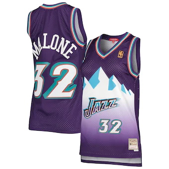 womens mitchell and ness karl malone purple utah jazz hardw-344